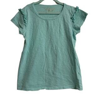 VIGOSS T-Shirt Youth Girls 10/12 M Light Blue Ruffled Short Sleeve Cotton Casual